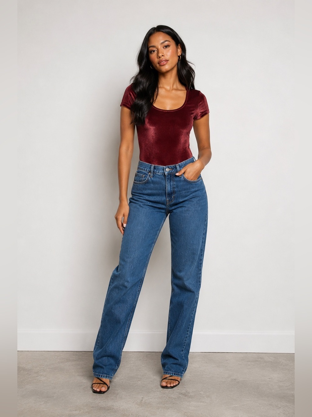 Hollister Burgundy Velvet Bodysuit XL